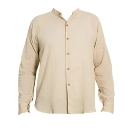 PANASIAM Kurzarmhemd 'K' Khaki/Weiß/Beige