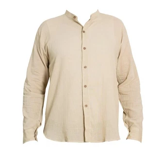 PANASIAM Kurzarmhemd 'K' Khaki/Weiß/Beige