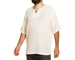 PANASIAM Farmerhemd Weiß/Beige/Creme