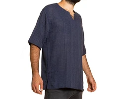 PANASIAM Farmerhemd Dunkelblau/Blau/Lila