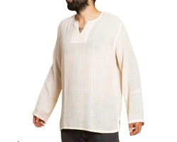 PANASIAM Farmerhemd Weiß/Beige/Creme
