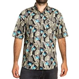 Kurzarmhemd Herren Freizeithemd in tropisch buntem Design aus 100 % Baumwolle leichtes Kurzarmhemd fr den Sommer bequem und luftig