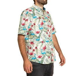 Kurzarmhemd Herren Freizeithemd in tropisch buntem Design aus 100 % Baumwolle leichtes Kurzarmhemd fr den Sommer bequem und luftig