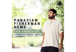 PANASIAM Fischhemd Ben Weiß/Khaki/Beige