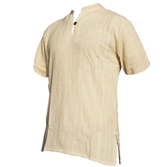 PANASIAM Fischhemd Ben Weiß/Khaki/Beige