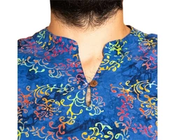 PANASIAM Kurzarmhemd Herren Hemd Freizeithemd Blau/Lila/Mischfarben