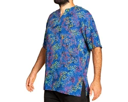 PANASIAM Kurzarmhemd Herren Hemd Freizeithemd Blau/Lila/Mischfarben