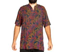 PANASIAM Kurzarmhemd Herren Hemd Freizeithemd Dunkelrot/Lila/Mischfarben/Bordeaux