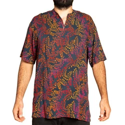 PANASIAM Kurzarmhemd Herren Hemd Freizeithemd Dunkelrot/Lila/Mischfarben/Bordeaux