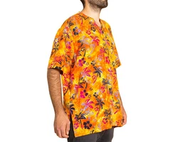 PANASIAM Kurzarmhemd Herren Hemd Freizeithemd Gelb/Orange