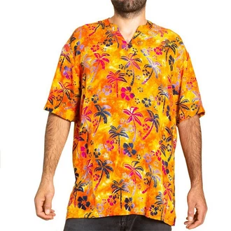 PANASIAM Kurzarmhemd Herren Hemd Freizeithemd Gelb/Orange