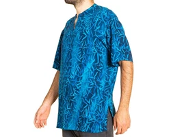 PANASIAM Kurzarmhemd Herren Hemd Freizeithemd Blau