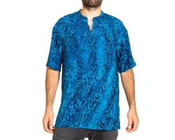 PANASIAM Kurzarmhemd Herren Hemd Freizeithemd Blau