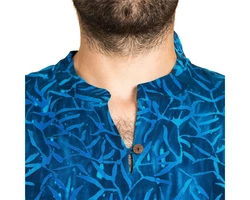 PANASIAM Kurzarmhemd Herren Hemd Freizeithemd Blau