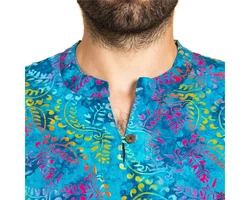 PANASIAM Kurzarmhemd Herren Hemd Freizeithemd Blau