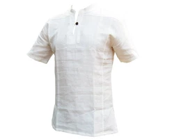 PANASIAM Fischerhemd Fischerhemd Herren Freizeithemd Fisherman Shirt Weiß