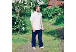 PANASIAM Fischerhemd Fischerhemd Herren Freizeithemd Fisherman Shirt Weiß