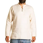 PANASIAM Fischerhemd Fischerhemd Herren Freizeithemd Fisherman Shirt Weiß/Khaki/Beige/Grün/Creme