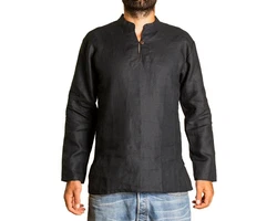 PANASIAM Fischerhemd Fischerhemd Herren Freizeithemd Fisherman Shirt Dunkelgrau/Schwarz/Rot/Beige/Grün