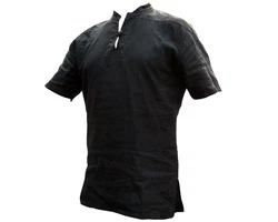 PANASIAM Fischerhemd Fischerhemd Herren Freizeithemd Fisherman Shirt Schwarz/Dunkelblau