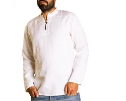 PANASIAM Fischerhemd Fischerhemd Herren Freizeithemd Fisherman Shirt Weiß/Grün/Beige/Creme/Rot