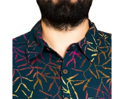 PANASIAM Kurzarmhemd mit Kragen Lila/Blau/Dunkelgrün/Rosa/Mischfarben