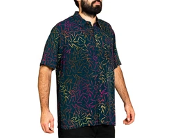 PANASIAM Kurzarmhemd mit Kragen Lila/Blau/Dunkelgrün/Rosa/Mischfarben