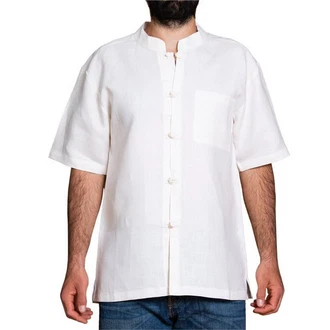 PANASIAM Kurzarmhemd Fischerhemd Fisherman Shirt Weiß/Creme