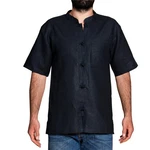 PANASIAM Kurzarmhemd Fischerhemd Fisherman Shirt Schwarz/Dunkelblau/Dunkelgrau