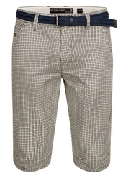 Indicode Herren Bourchier Chino Shorts mit Gürtel Creme/Grau/Weiß