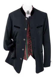 Trachtenblazer Trachtenblazer Herren Trachtenjacke Trachtenjanker Blazer Schwarz Grau Stehkragen