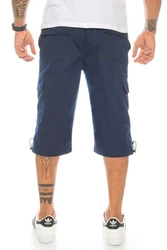 Kendindza Collection Cargoshorts Bermudas Herren 3/4 Hose Cargo Sommer Dunkelblau/Blau