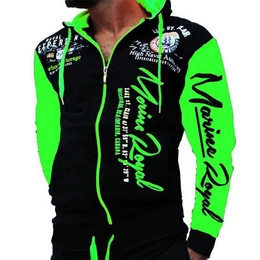 Collegejacke Herren Sweatjacke Sportjacke Joggingjacke mit lssiger Kapuze Marine Royal