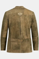 JP1880 Lederjacke Janker Tracht Dunkelgrün/Braun/Khaki