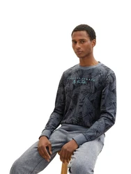 TOM TAILOR Sweatshirt Grau/Dunkelblau/Blau/Hellblau