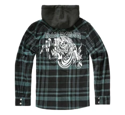 Brandit Outdoorhemd Herren Langarmhemd Iron Maiden Sweathood Eddy Dunkelgrün/Grün