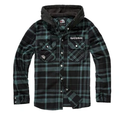 Brandit Outdoorhemd Herren Langarmhemd Iron Maiden Sweathood Eddy Dunkelgrün/Grün