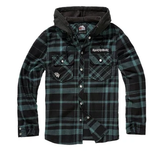 Brandit Outdoorhemd Herren Langarmhemd Iron Maiden Sweathood Eddy Dunkelgrün/Grün