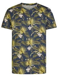 riverso T-Shirt Foto-Print RIVBill Regular Fit Kurzarm Gelb/Blau