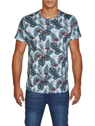 T-Shirt Herren Fotoprintshirt RIVBill Regular Fit (1-tlg) Kurzarm Hawaiishirt mit Rundhalsausschnitt aus 100% Baumwolle