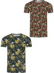 riverso T-Shirt Herren Printshirt RIVBill Regular Fit Kurzarm Lila/Dunkelgrün/Mischfarben