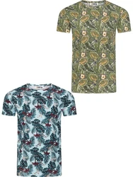 riverso T-Shirt Herren Printshirt RIVBill Regular Fit Kurzarm Dunkelgrün/Grün