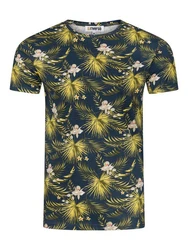 riverso T-Shirt Herren Printshirt RIVBill Regular Fit Kurzarm Dunkelgrün/Grün/Lila/Blau