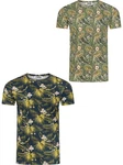 riverso T-Shirt Herren Printshirt RIVBill Regular Fit Kurzarm Dunkelgrün/Grün/Lila/Blau