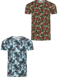 riverso T-Shirt Herren Printshirt RIVBill Regular Fit Kurzarm Dunkelgrün/Blau/Lila/Grün/Mischfarben