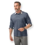 Witt Langarm-Poloshirt Grau/Dunkelblau/Blau