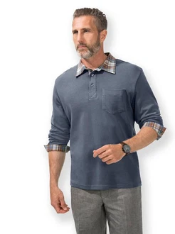 Witt Langarm-Poloshirt Grau/Dunkelblau/Blau Witt Langarm-Poloshirt Grau/Dunkelblau/Blau