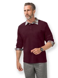 Witt Langarm-Poloshirt Dunkelrot/Bordeaux/Lila