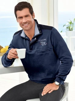 Witt Poloshirt Langarm-Shirt Marco Donati Dunkelblau/Blau Witt Poloshirt Langarm-Shirt Marco Donati Dunkelblau/Blau