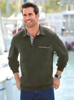 MARCO DONATI Langarm-Shirt Dunkelgrün/Khaki MARCO DONATI Langarm-Shirt Dunkelgrün/Khaki